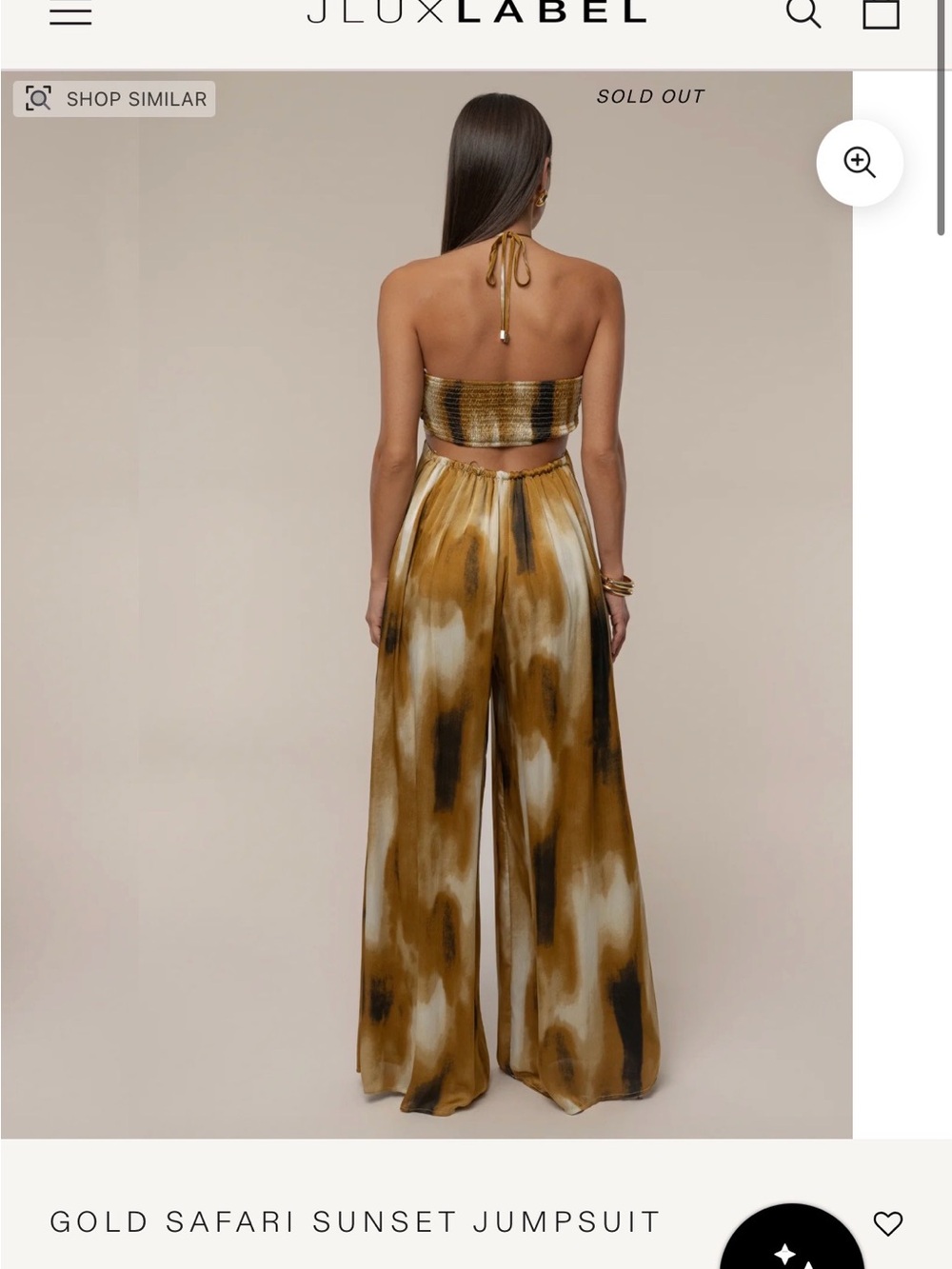 JLUXLABEL Gold & Cream Strapless Halter Jumpsuit - Picture 2 of 4